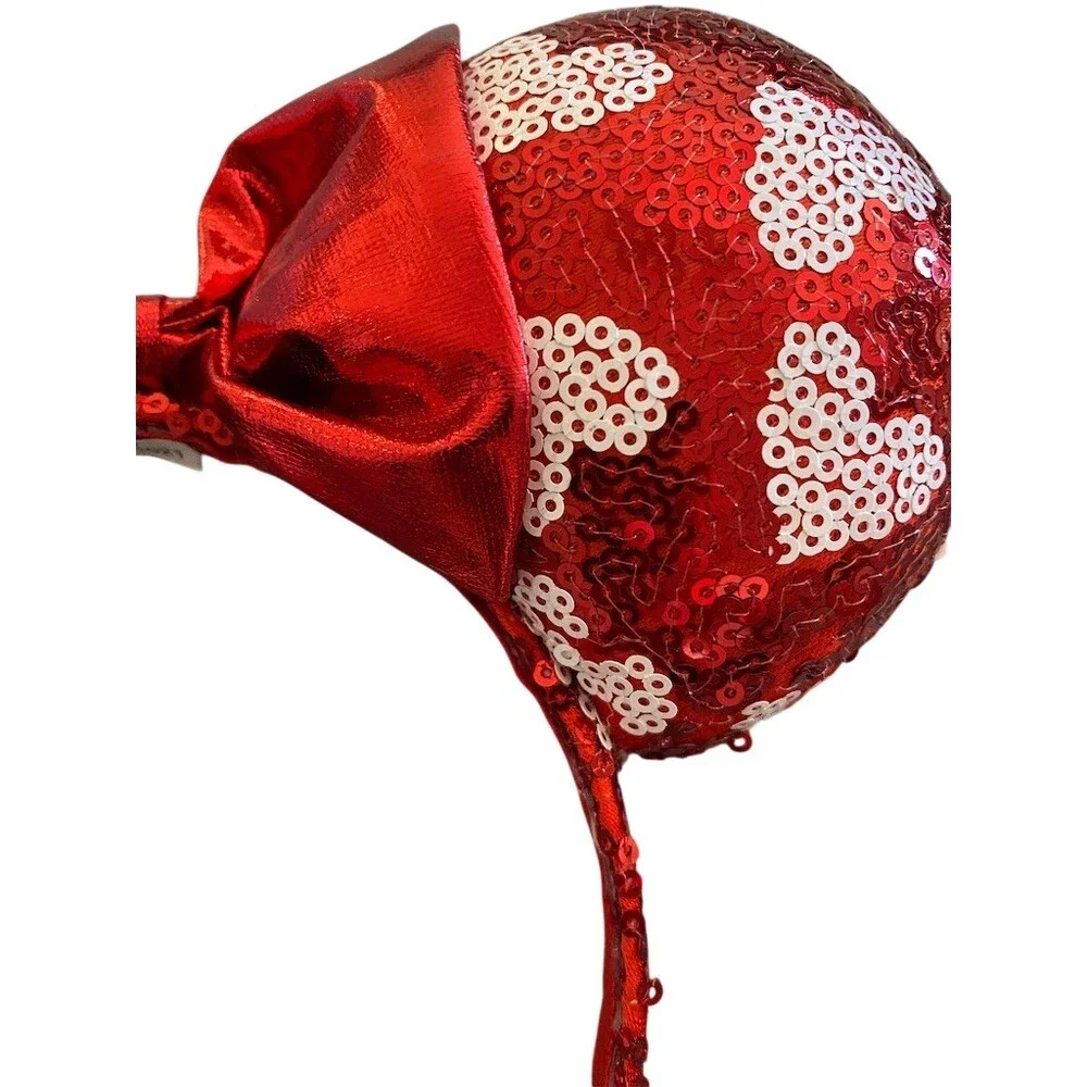 Disney Parks Minnie Mouse Ears  Red Sequin Hearts Bow Valentine